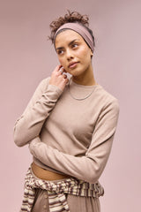 Peached Soft Touch Long Sleeve Top - Taupe