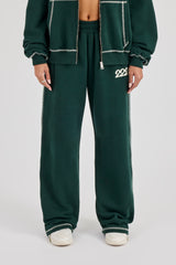 222 Cherub Contrast Stitch Wide Leg Jogger - Dark Green