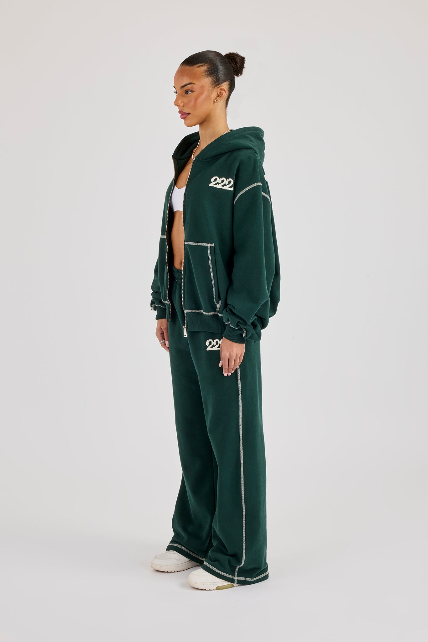 222 Cherub Contrast Stitch Tracksuit - Dark Green