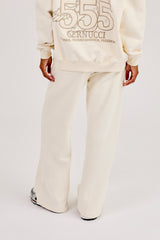 555 Embroidered Wide Leg Jogger - Off White