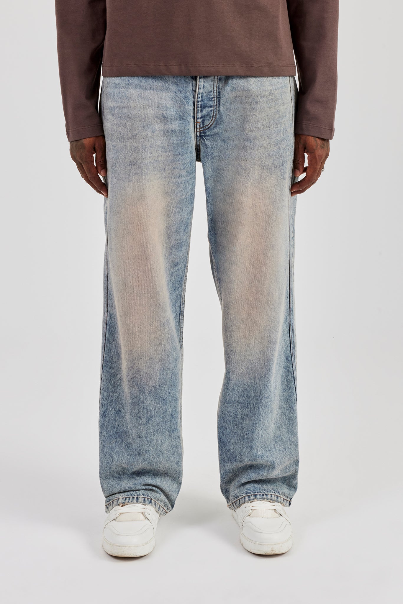 Baggy Fit Jean With Side Tape - Antique Wash