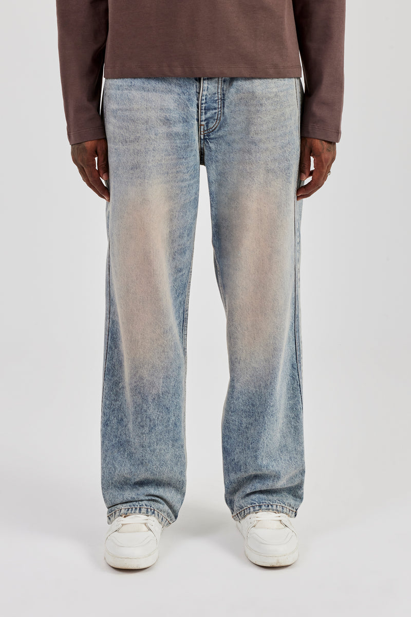 Baggy Fit Jean With Side Tape - Antique Wash
