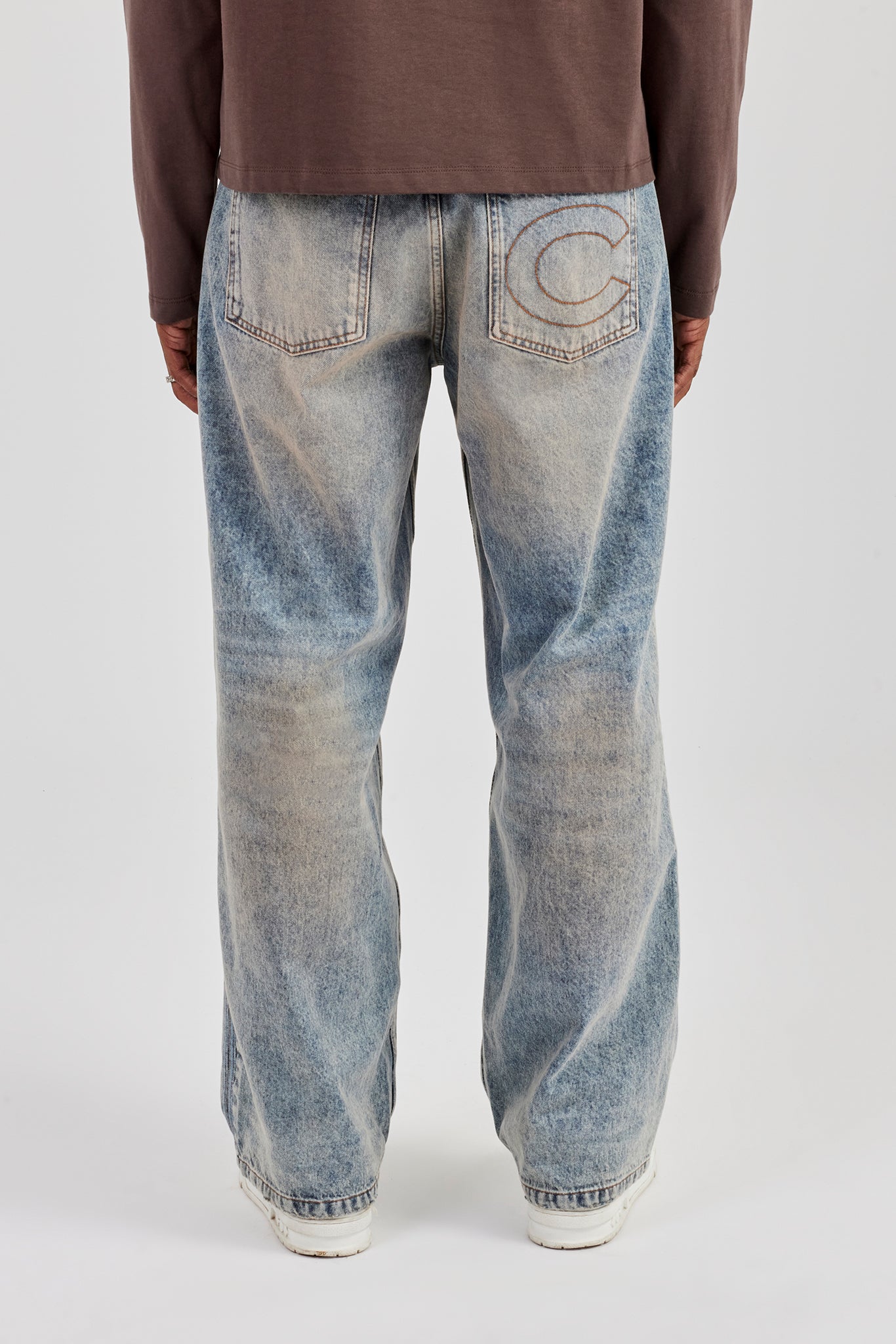 Baggy Fit Jean With Side Tape - Antique Wash