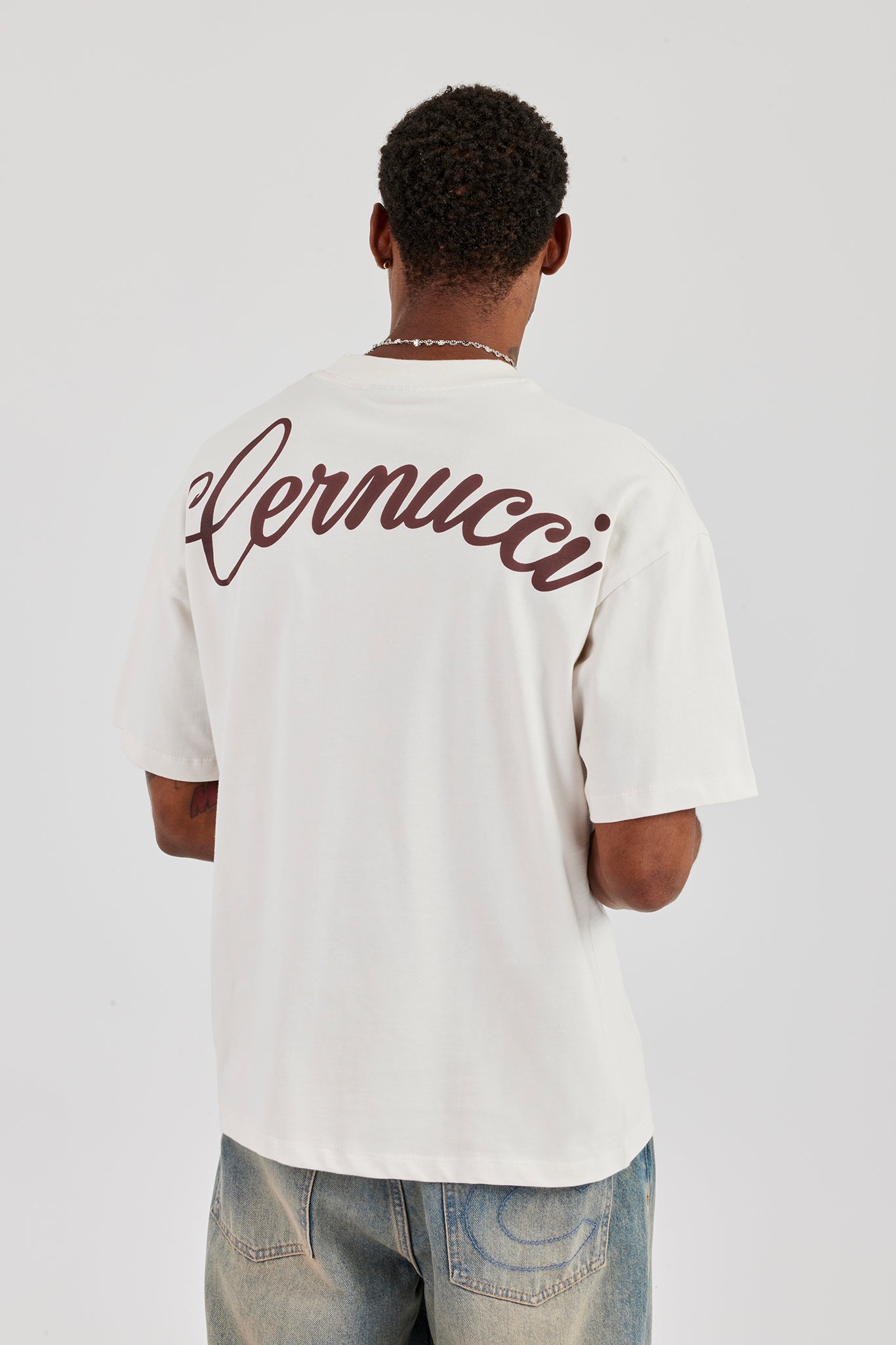 Oversized Contrast Logo T-Shirt - Off White