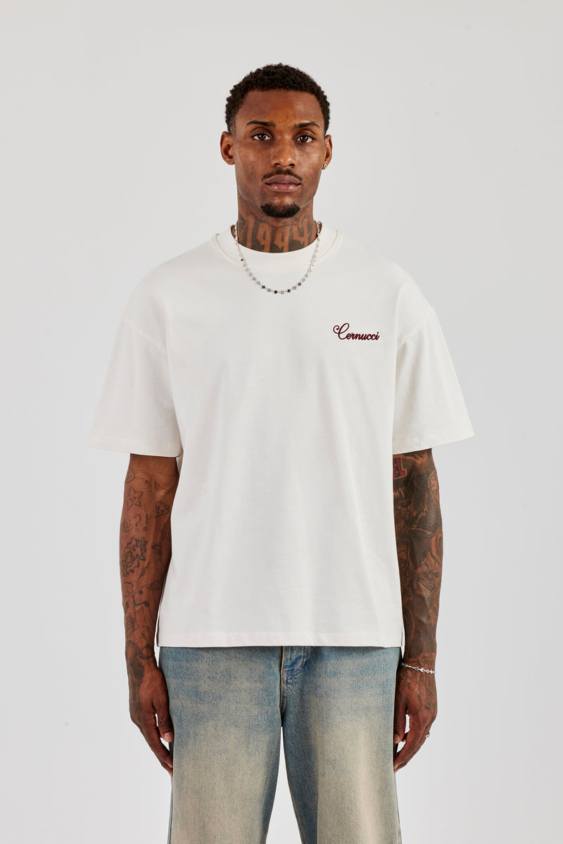 Oversized Contrast Logo T-Shirt - Off White