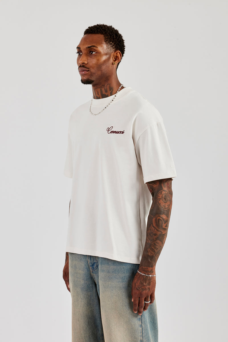Oversized Contrast Logo T-Shirt - Off White
