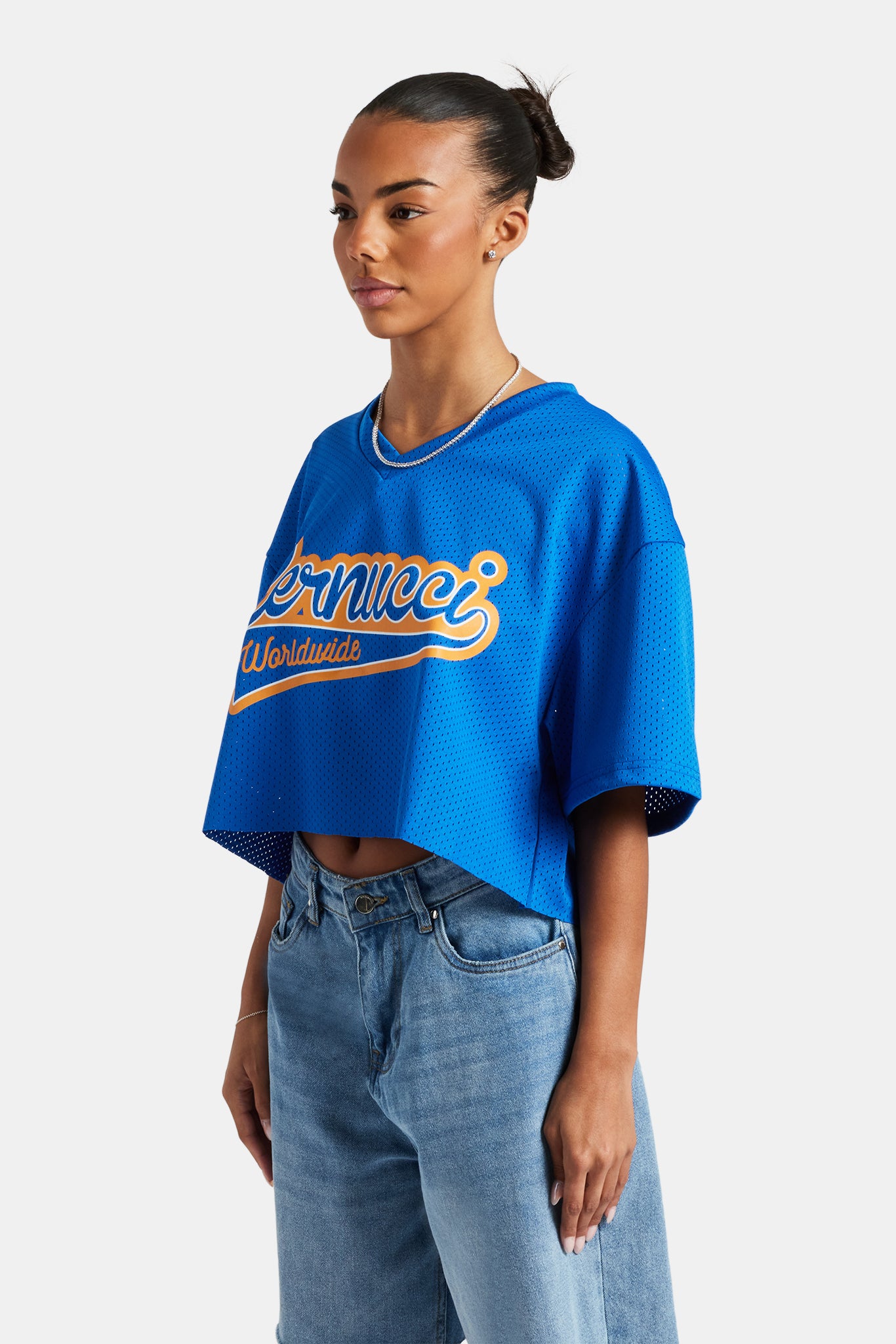 Cernucci Varsity Mesh Crop T-Shirt - Kobalt