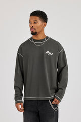 Contrast Stitch Alto Astral Long Sleeve T-Shirt - Charcoal