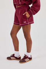 Contrast Stitch 333 Jersey Short - Berry