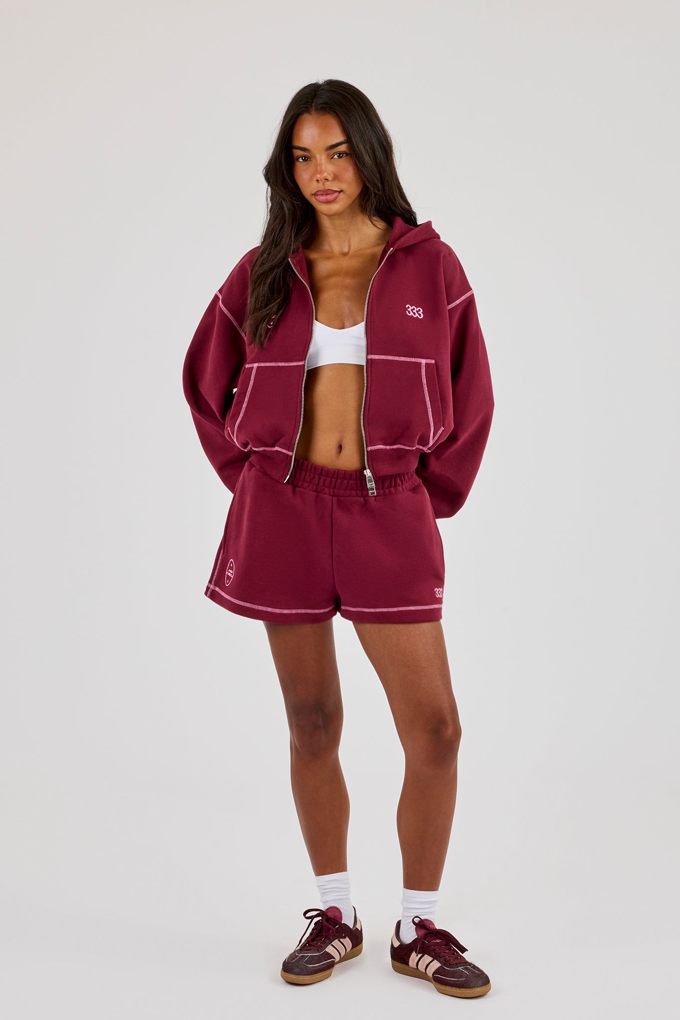 Contrast Stitch 333 Jersey Short - Berry