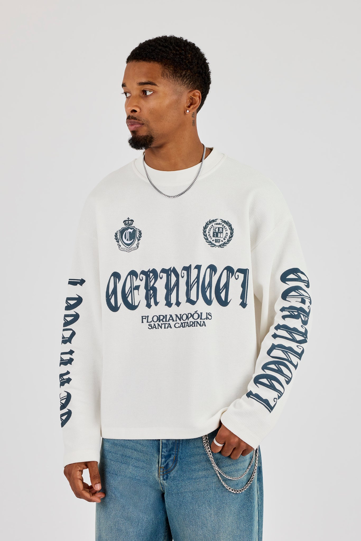 Waffle Santa Cantarina Long Sleeve T-Shirt - Off White