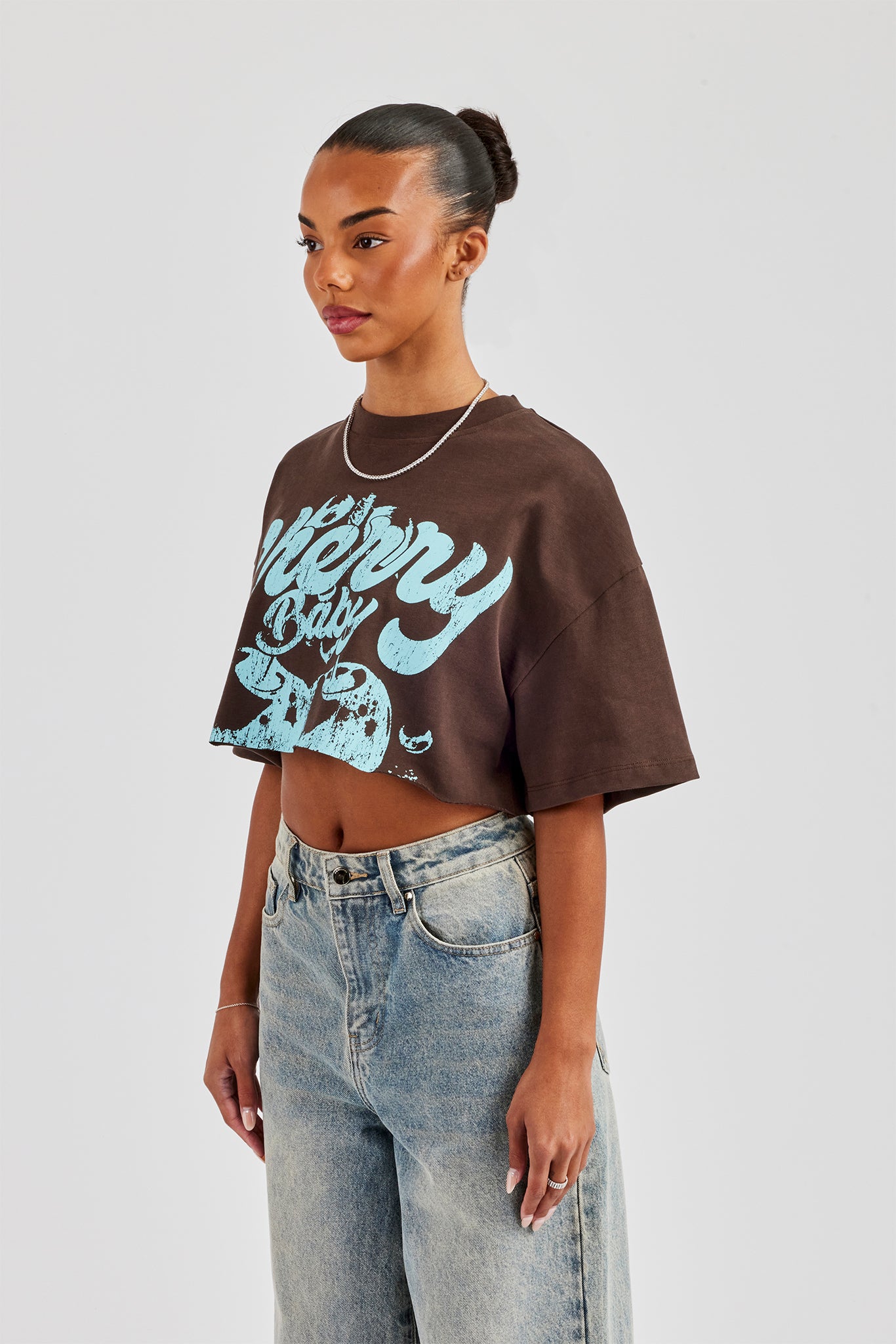 Cherry Baby Cropped T-Shirt - Chocolate