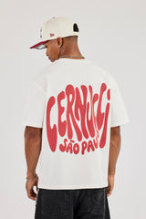 Contrast Puff Print Branded T-Shirt - Off White