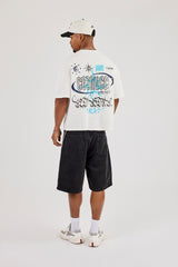 Waffle Boxy Back Print T-Shirt - Off White