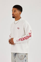 Long Sleeve Dias De Gloria Print T-Shirt - White