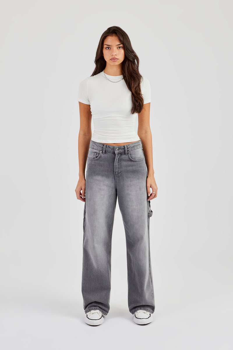 Baggy Carpenter Jeans – Verwaschenes Grau