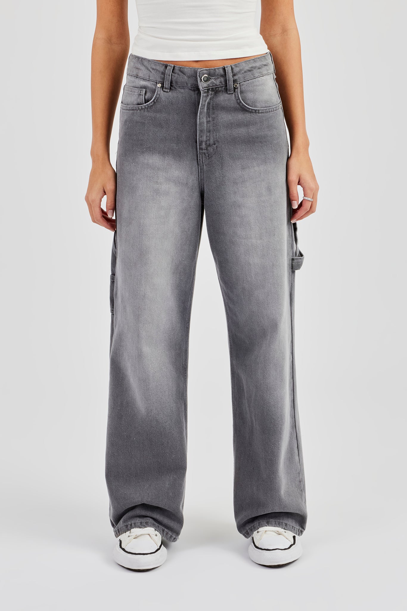 Baggy Carpenter Jeans – Verwaschenes Grau