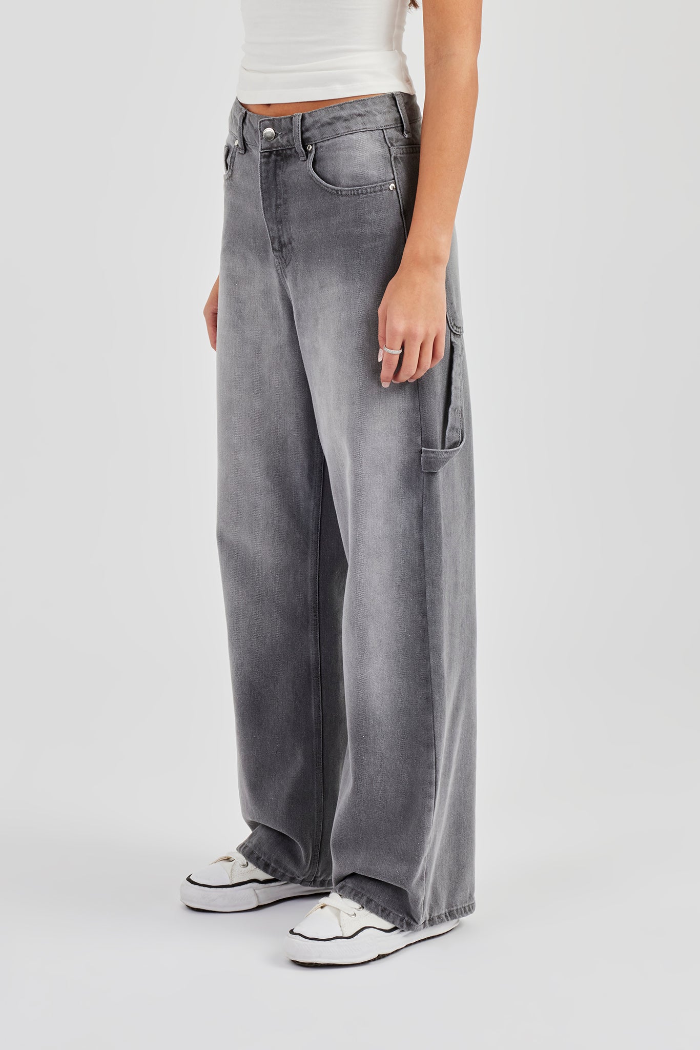 Baggy Carpenter Jeans – Verwaschenes Grau