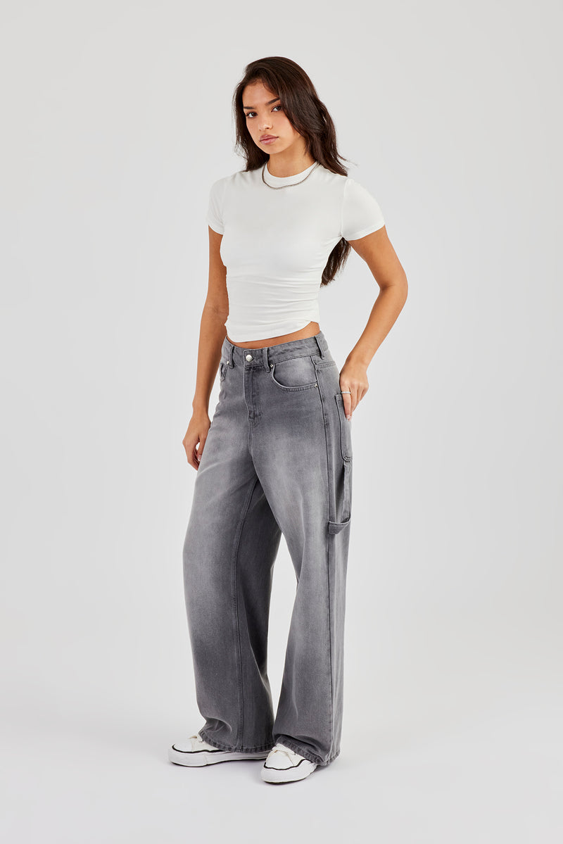 Baggy Carpenter Jeans – Verwaschenes Grau