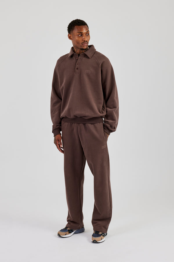 Rugby Sweater and Relaxed Jogger - Coffee