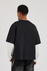 Long Sleeve Faux Layer Rio De Janeiro T-Shirt - Black
