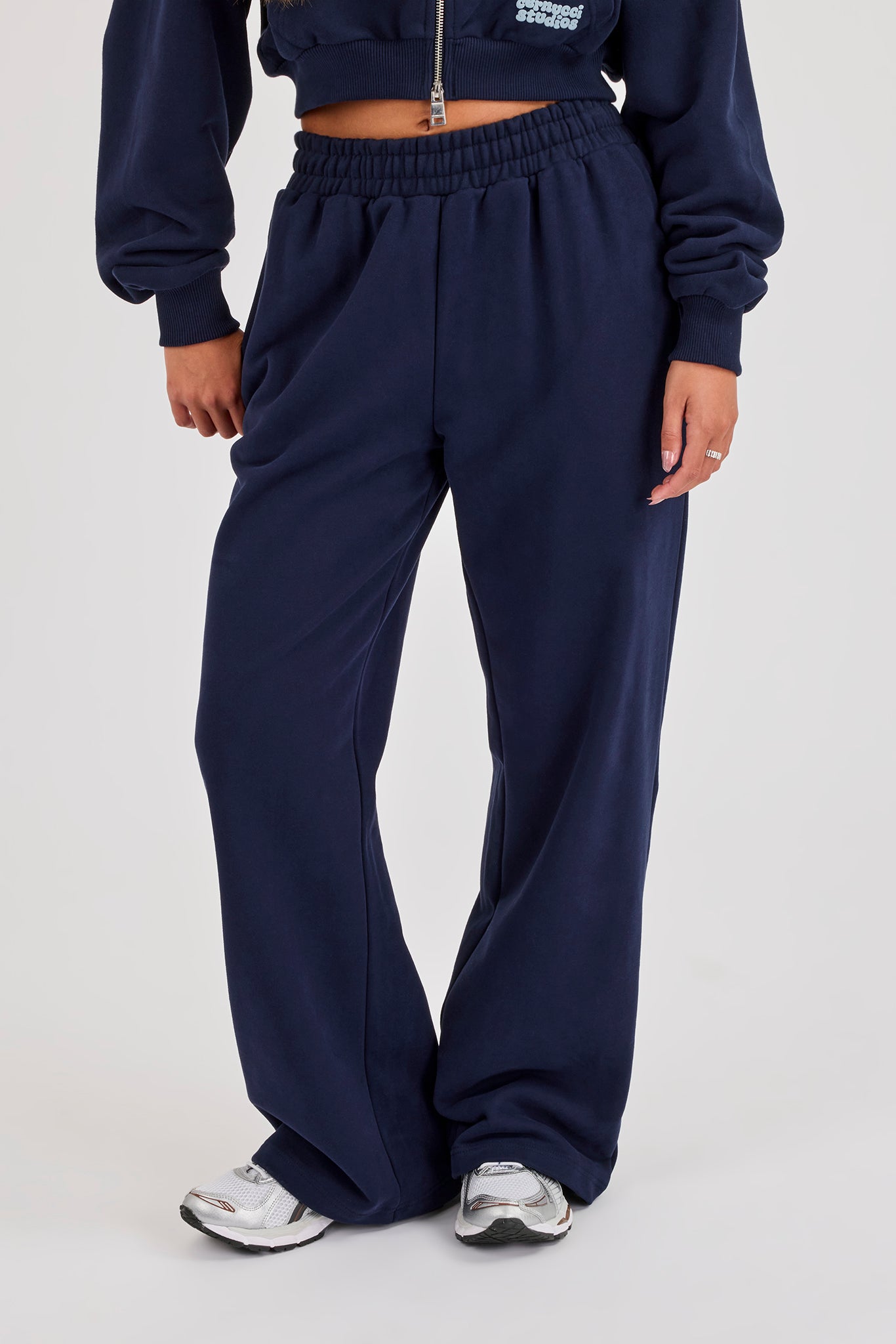 Star Puff Print Wide Leg Jogger - Navy Blue