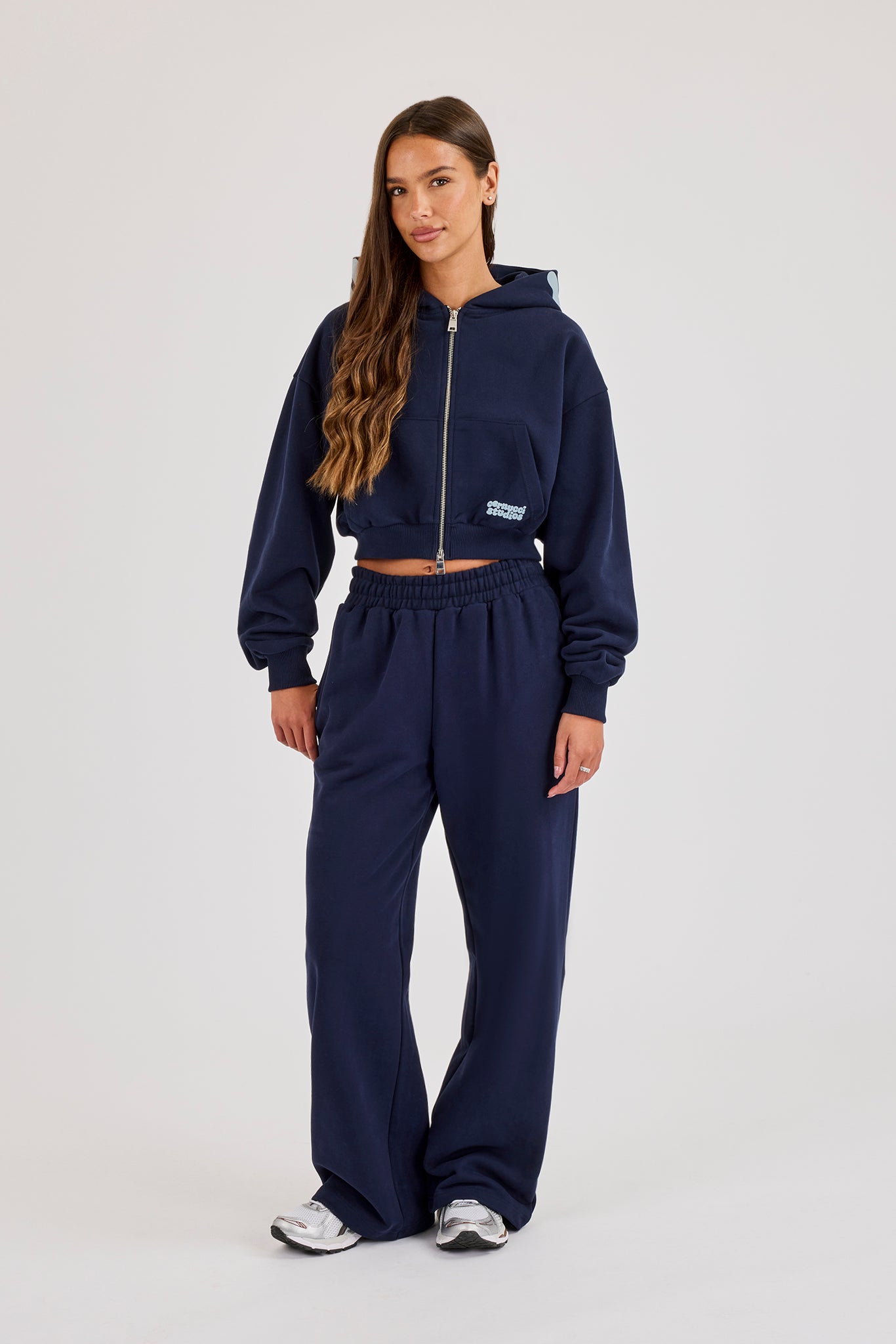 Star Puff Print Wide Leg Jogger - Navy Blue