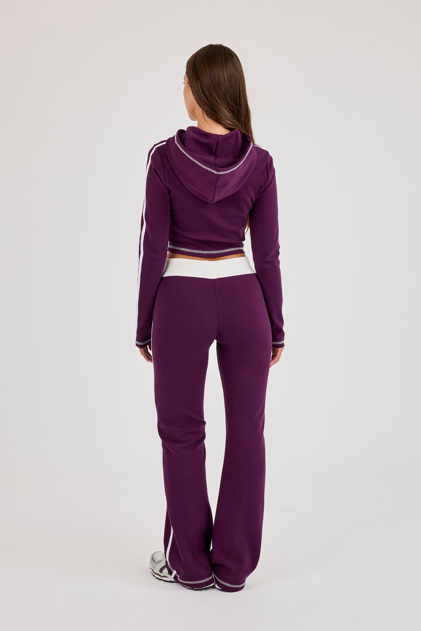 Embroidered Fitted Zip Hoodie & Fitted Flare – Cosmic Purple