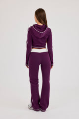 Embroidered Fitted Zip Hoodie & Fitted Flare – Cosmic Purple
