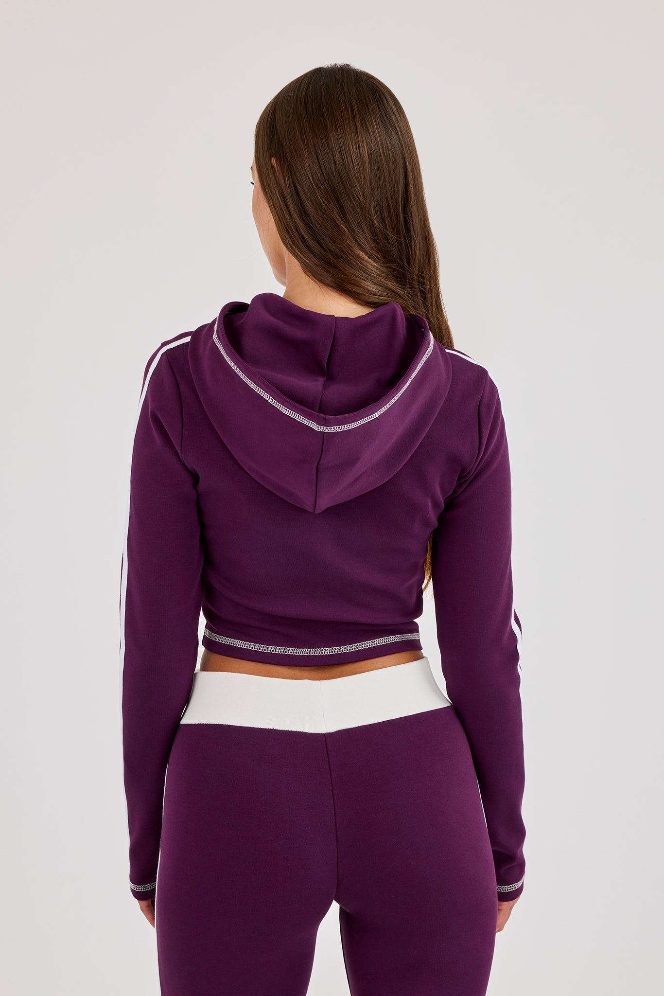 Embroidered Fitted Zip Hoodie - Cosmic Purple
