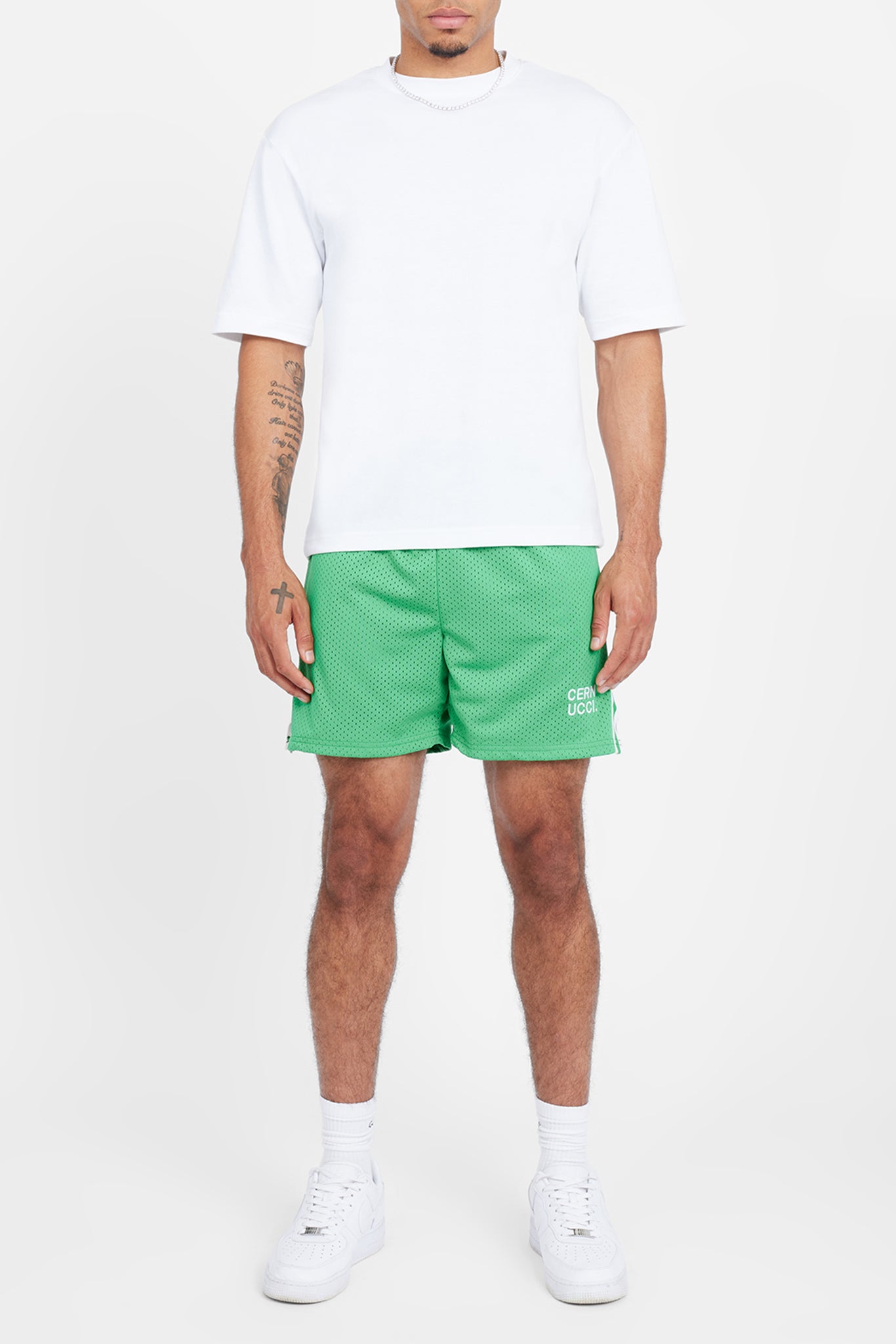 Cernucci Text Mesh Shorts - Grün
