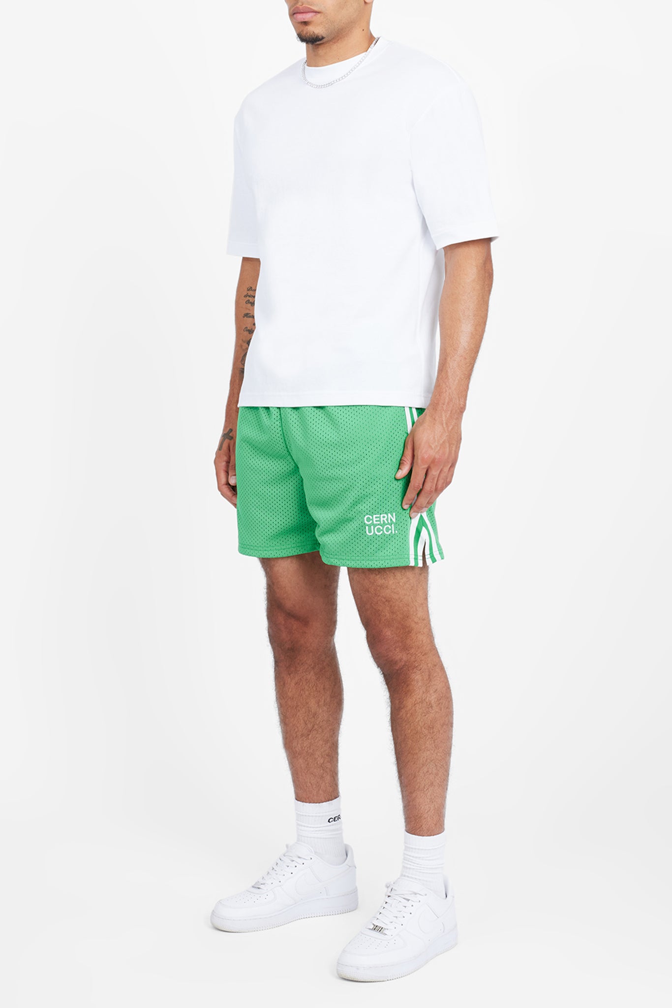 Cernucci Text Mesh Shorts - Grün