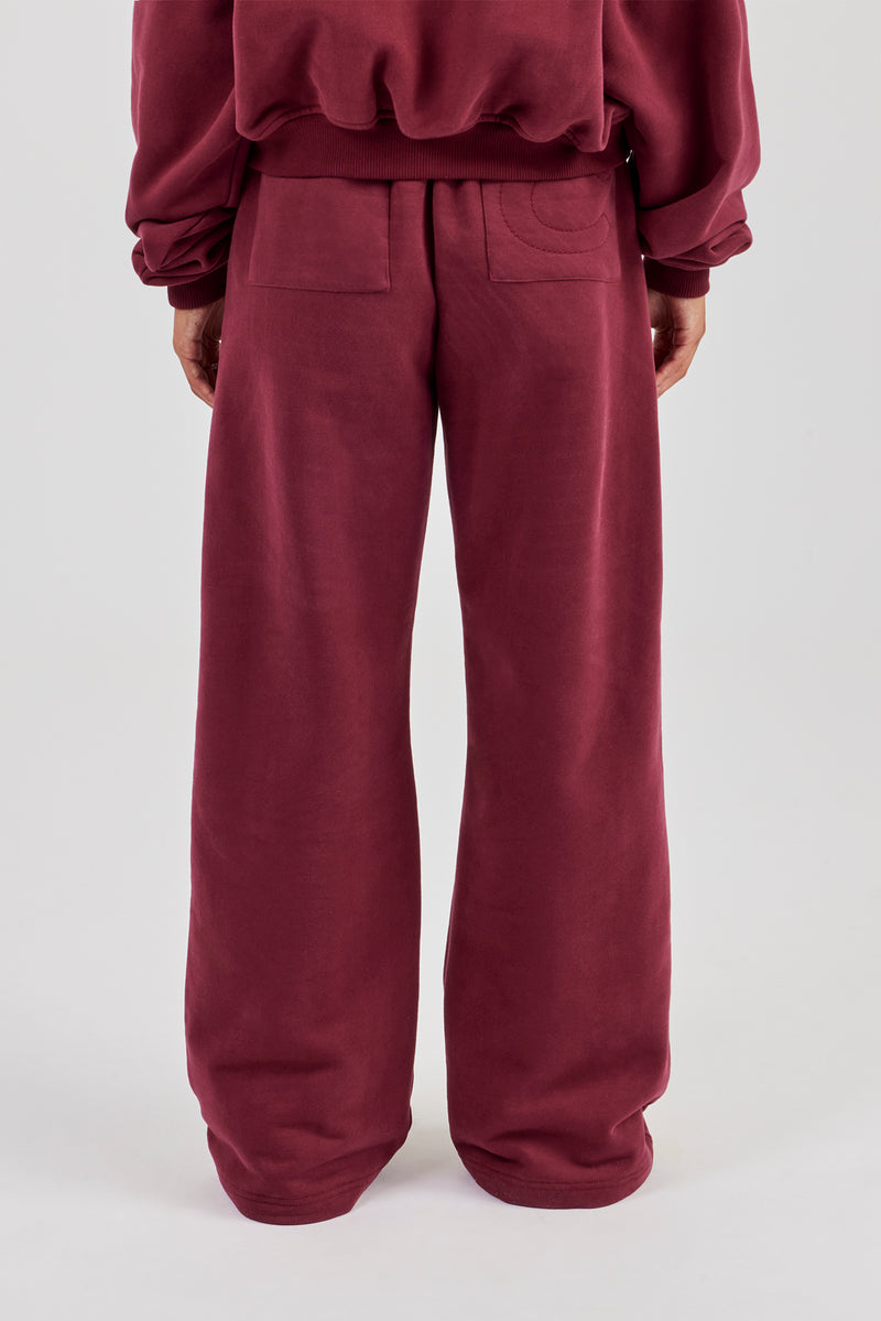 Jogginghose mit weitem Bein – Burgunderrot