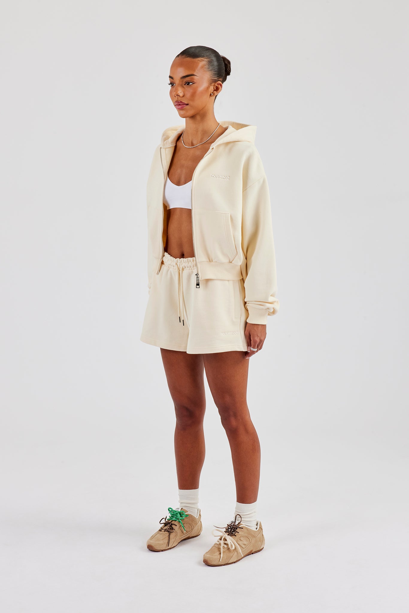 Cropped Zip Through Hoodie - Butter Yellow