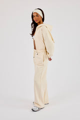 Cernucci Cropped Zip Through Hoodie & Wide Leg Jogger - Butter Yellow