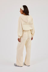 Cernucci Cropped Zip Through Hoodie & Wide Leg Jogger - Butter Yellow