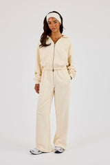 Cernucci Cropped Zip Through Hoodie & Wide Leg Jogger - Butter Yellow