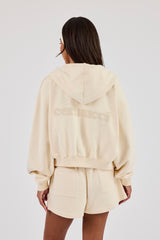 Cropped Zip Through Hoodie - Butter Yellow