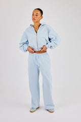 Cernucci Cropped Zip Through Hoodie &amp; Wide Leg Jogger - Hellblau