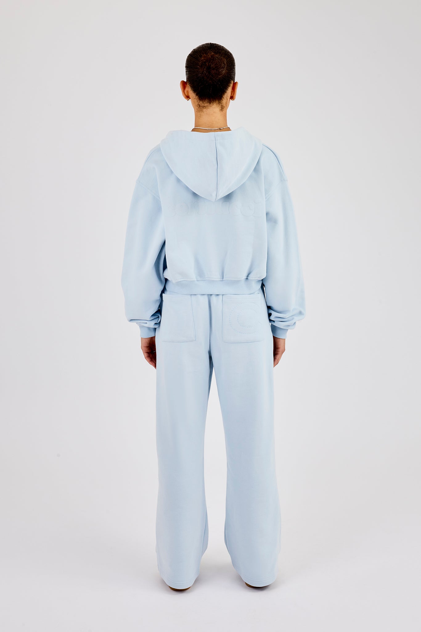 Cernucci Cropped Zip Through Hoodie &amp; Wide Leg Jogger - Hellblau