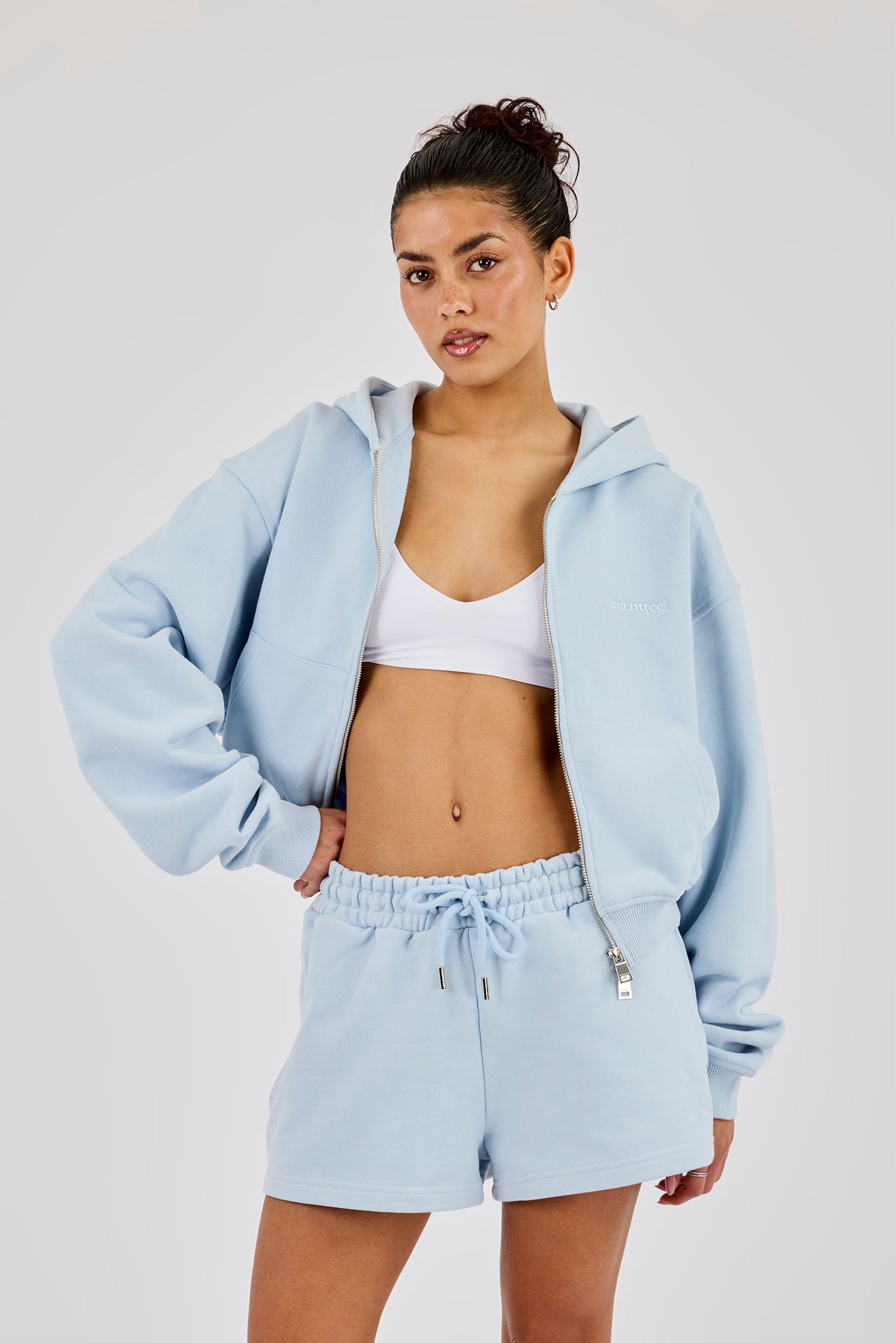 Embroidered Short - Powder Blue