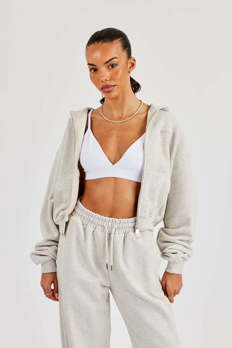 Cernucci Cropped Zip Through Hoodie - Aschgrau