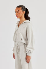Cernucci Cropped Zip Through Hoodie - Aschgrau