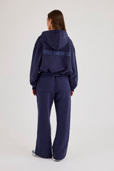Cernucci Cropped Zip Through Hoodie & Wide Leg Jogger - Navy