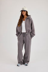 Cernucci Cropped Zip Through Hoodie - Onyx Mist