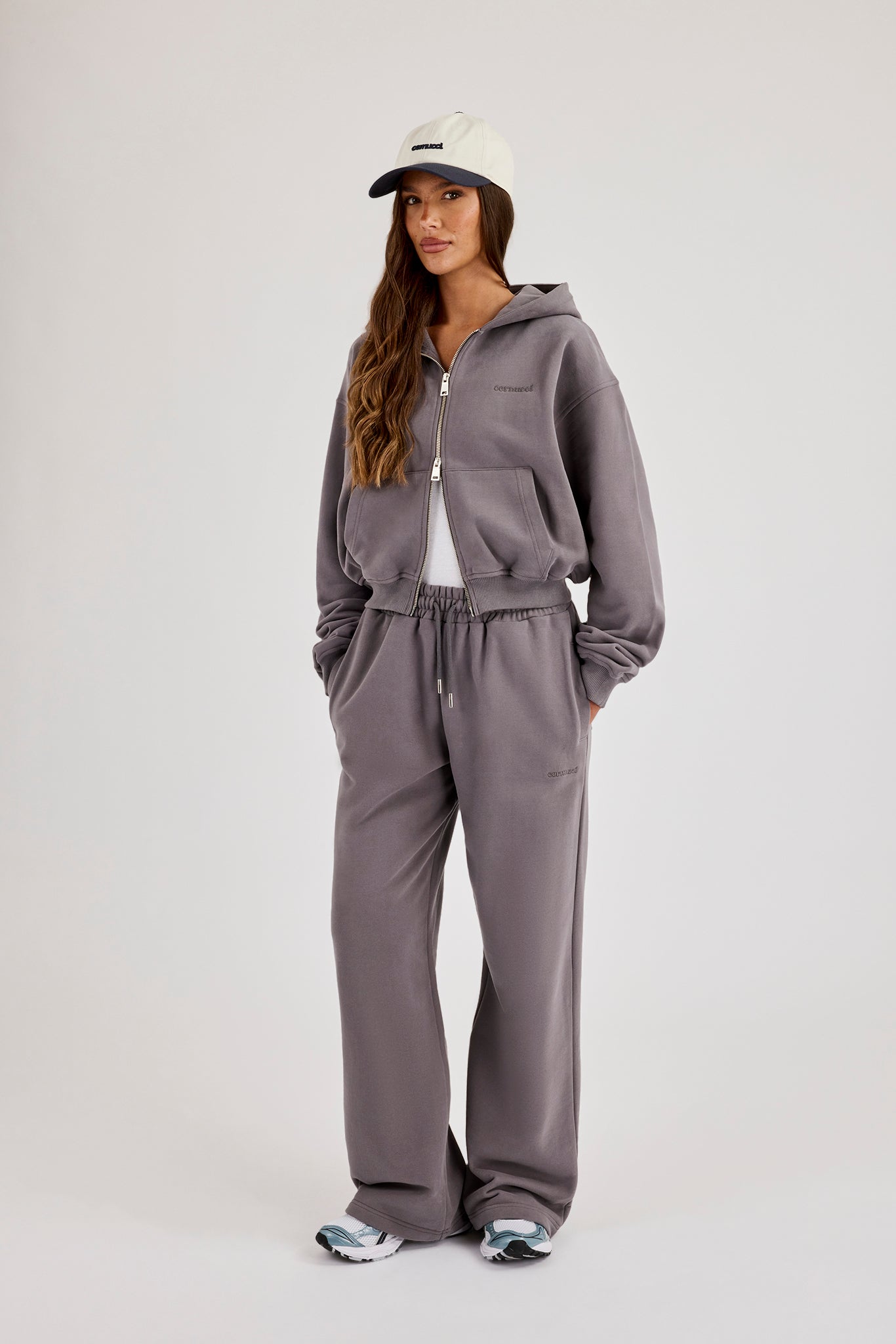 Cernucci Cropped Zip Through Hoodie & Jogger - Onyx Mist