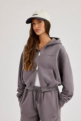 Cernucci Cropped Zip Through Hoodie - Onyx Mist