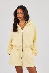 Cernucci Cropped Zip Through Hoodie - Lemon