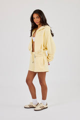 Cernucci Cropped Zip Through Hoodie & Embroidered Short - Lemon