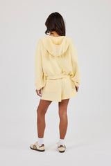 Cernucci Cropped Zip Through Hoodie & Embroidered Short - Lemon